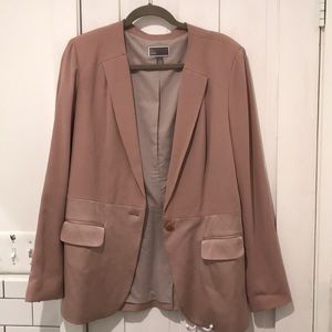 Collarless Blush Long Blazer